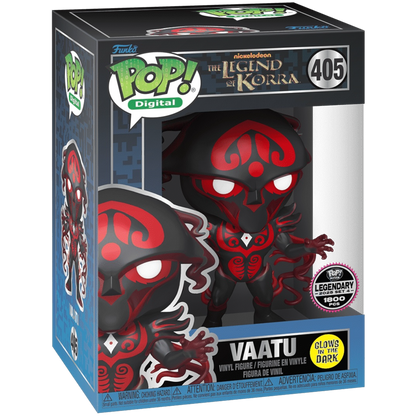 Pop! Digital Avatar Legends x Funko Vaatu glow-in-the-dark NFT collectible, #405, LE1800, featuring detailed design and vibrant colors.
