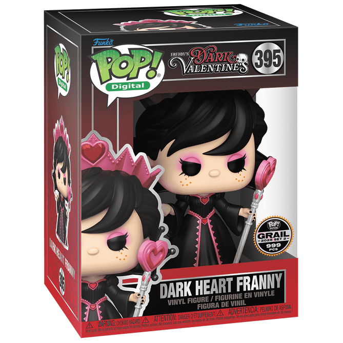 Digital Freddy’s Dark Valentine Franny NFT collectible from Ralphie’s Funhouse featuring Dark Heart design and PopShield Armor.