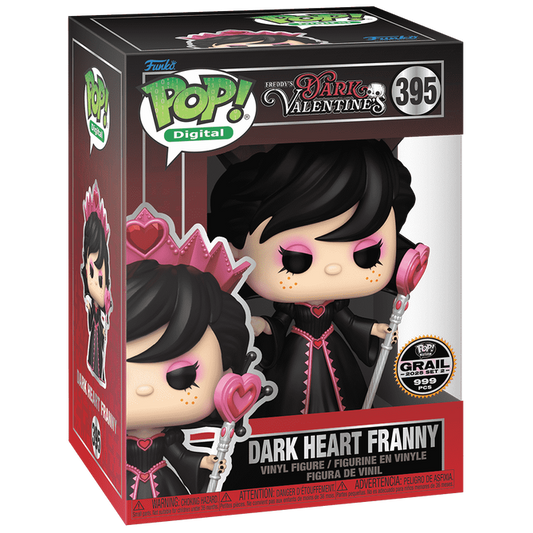 Dark Heart Franny NFT art toy from Ralphie's Funhouse, featuring a dark-themed Freddy's Digital Valentine design with PopShield Armor.