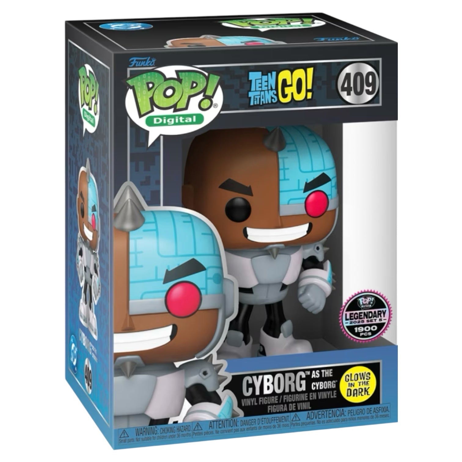 Digital Teen Titans Go! Cyborg Pop! NFT collectible by Ralphie's Funhouse featuring Cyborg as The Cyborg, legendary #409 LE1900.