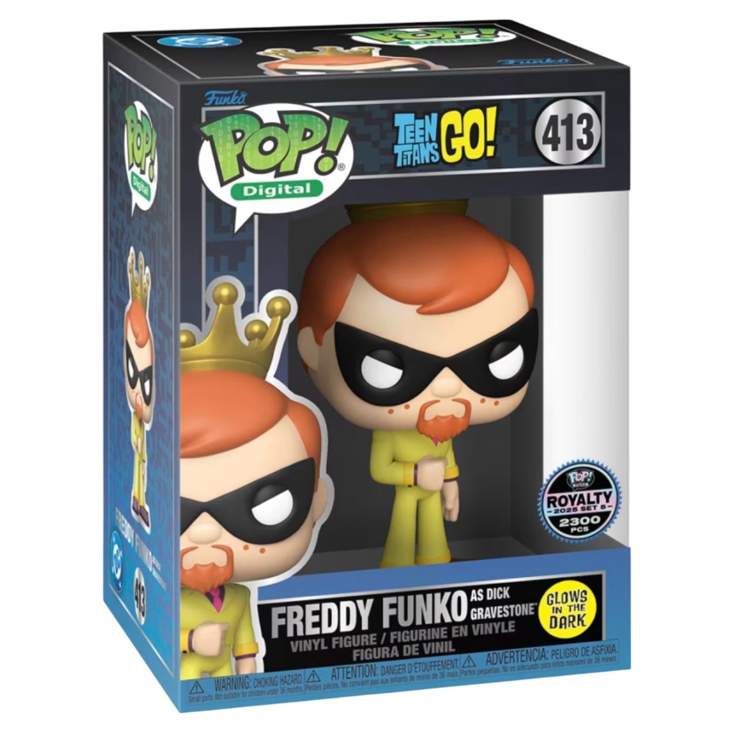 Pop! Teen Titans Go! Freddy Funko as Dick Gravestone NFT collectible by Ralphie's Funhouse showing the character with detailed design.