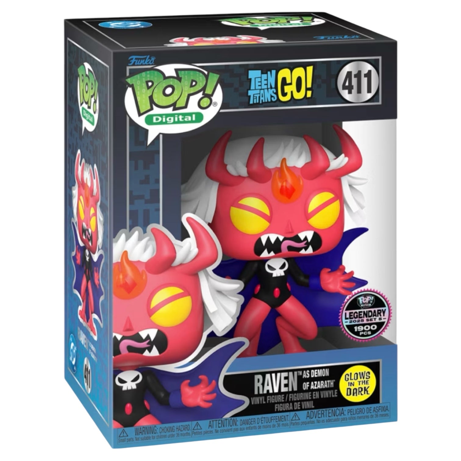 Digital NFT collectible of Pop! Teen Titans Go! Raven as Demon of Azarath from Ralphie's Funhouse, numbered LE1900.