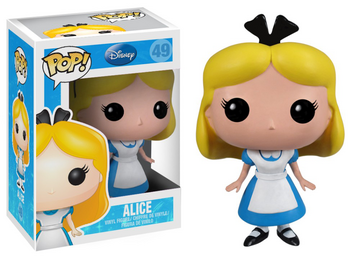 Pop! Disney Alice in Wonderland Alice figure from 2013 release by Ralphie's Funhouse, featuring Alice in her iconic outfit.