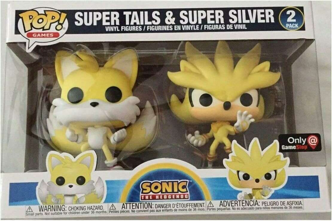 Pop! Games Sonic the Hedgehog Super Tails & Super Silver figures 2-pack, collectible toys from Ralphie's Funhouse.
