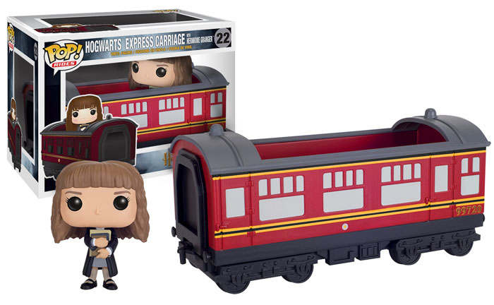 Pop! Harry Potter Hogwarts Express Carriage figure featuring Hermione Granger from Ralphie's Funhouse, detailed Wizarding World collectible.