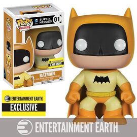 DC Batman Pop! Heroes figure with rainbow yellow design, from Ralphie's Funhouse, exclusive collectible toy.