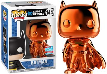DC Entertainment Batman Pop! Heroes figure in orange chrome finish, from Ralphie's Funhouse, displayed at Fall Convention.