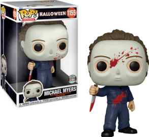 Jumbo Michael Myers Halloween Pop! figure with bloody details from Ralphie's Funhouse, featuring a detailed plastic design.
