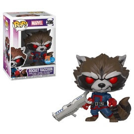 Pop! Marvel Rocket Raccoon (Classic) figure by Ralphie's Funhouse, PX Previews Exclusive, shown in collectible box.