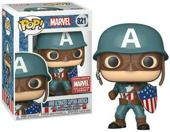 Pop! Marvel WWII Ultimates Captain America vinyl figure by Ralphie's Funhouse, featuring detailed costume and iconic shield.