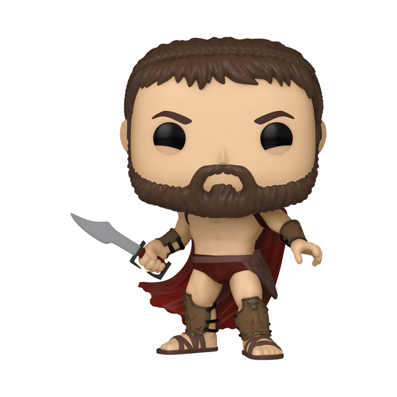 Pop! Movies: 300 Leonidas collectible figure by Ralphie's Funhouse, featuring detailed Spartan warrior with helmet and shield.