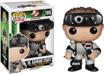 Funko Pop! Ghostbusters Dr. Raymond Stantz figure from 2014 release, featuring detailed character design and iconic Ghostbusters costume.