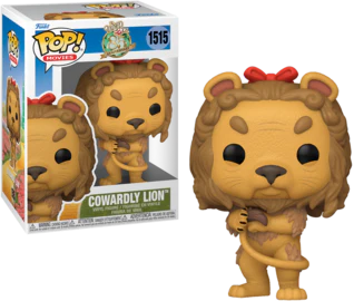Pop! Movies Cowardly Lion figurine from The Wizard of Oz by Ralphie's Funhouse, featuring a plush lion with a cute, expressive face.