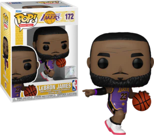 Pop! NBA LeBron James Los Angeles Lakers figure in purple jersey, featuring detailed design and vibrant team colors.