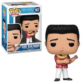 Pop! Rocks Elvis Blue Hawaii collectible figure by Ralphie's Funhouse, featuring Elvis in a vibrant blue Hawaii outfit.