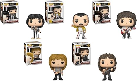 Set of five Ralphie's Funhouse Pop! Rocks Queen collectible figures featuring Queen band members in colorful designs.