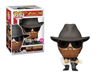 Flocked Pop! Rocks Billy Gibbons figure from ZZ Top by Ralphie's Funhouse, detailed collectible with vibrant colors and textured flocking.
