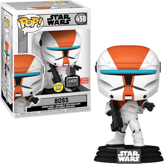 POP! Star Wars Republic Commando Boss vinyl figure with glow-in-the-dark features, collectible figure from Ralphie's Funhouse.