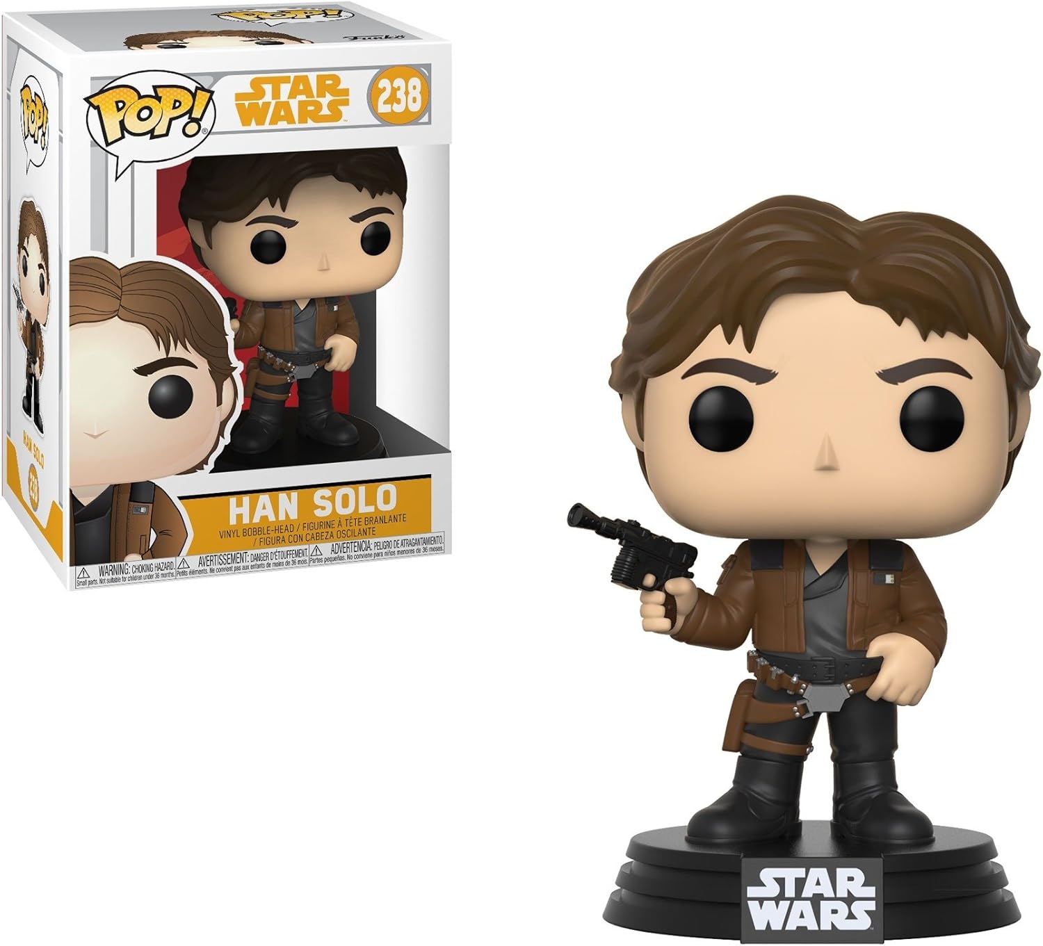 Pop! Star Wars Solo Han Solo #238 collectible figure by Ralphie's Funhouse, featuring Han Solo in classic pose.