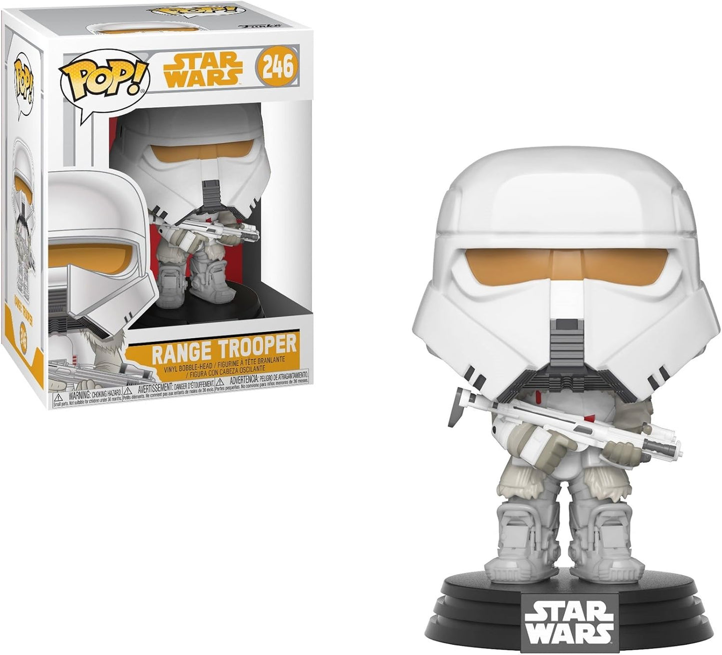 Pop! Star Wars Solo Range Trooper figure from Ralphie's Funhouse, detailed collectible toy with vibrant design.