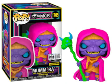Funko Pop! ThunderCats Mumm-Ra Decayed Form Blacklight figure, limited edition Ralphie's Funhouse collectible toy.