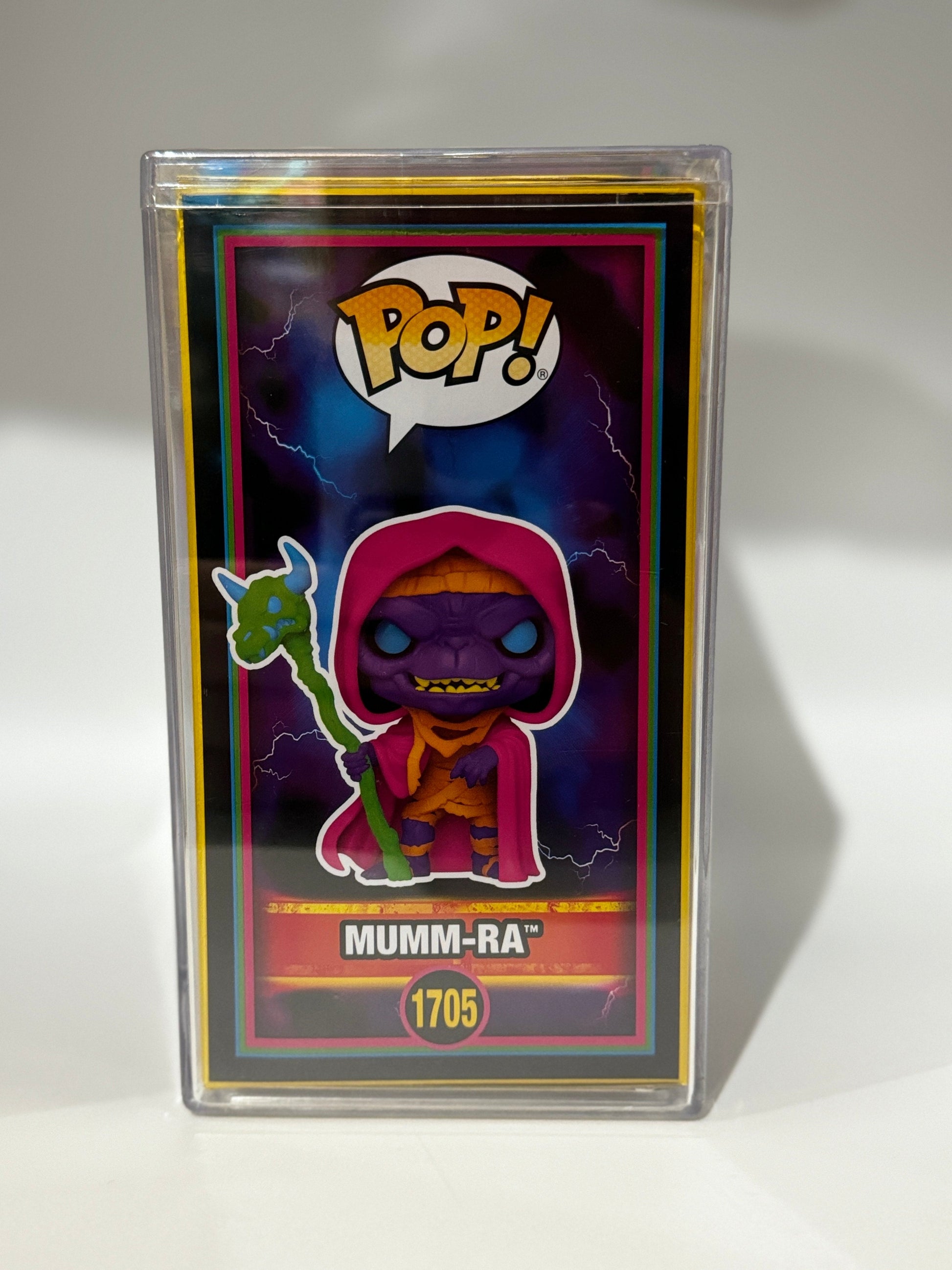 Funko Pop! ThunderCats Mumm-Ra Decayed Form Blacklight figure, limited edition #1705, with detailed decayed design and vibrant colors.