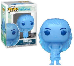 Translucent Moana Pop! Vinyl figure from Disney, featuring Moana in her traditional outfit, part of the Ralphie's Funhouse collection.
