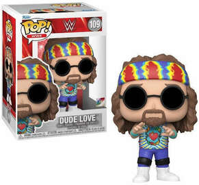 Funko Pop! WWE Dude Love figure from Ralphie's Funhouse, featuring the iconic wrestling character with detailed accessories.