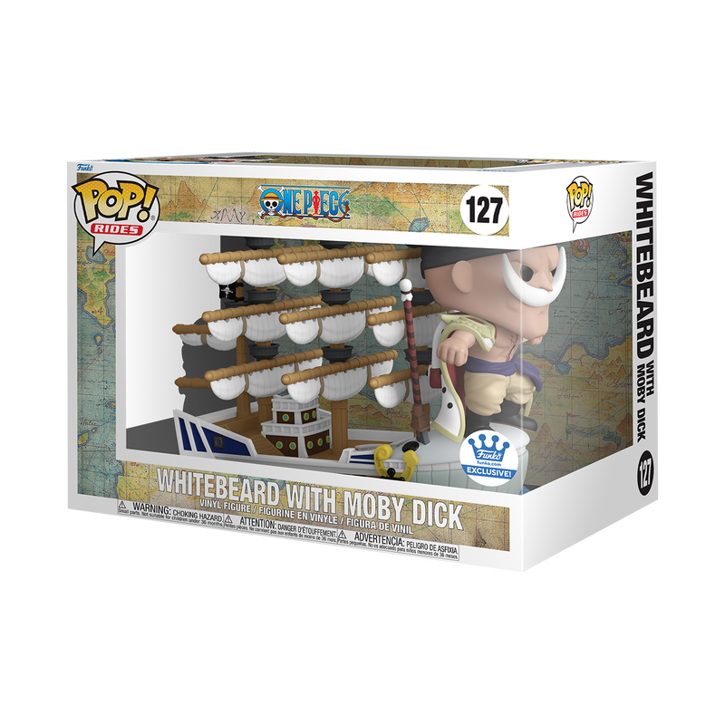 Funko Pop! Deluxe Whitebeard with Moby Dick from One Piece, Funko Shop exclusive, featuring detailed Whitebeard figure and ship accessory.
