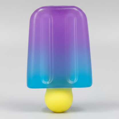 Purple to blue ice cream popsicle gelatin squish toy from Ralphie's Funhouse, showing a colorful, soft, and squishy dessert-shaped figure.