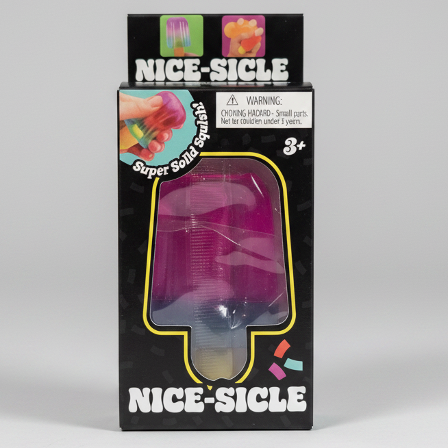 Purple to blue gelatin squish toy from Ralphie's Funhouse, with a soft, squishy texture and colorful, fun design.