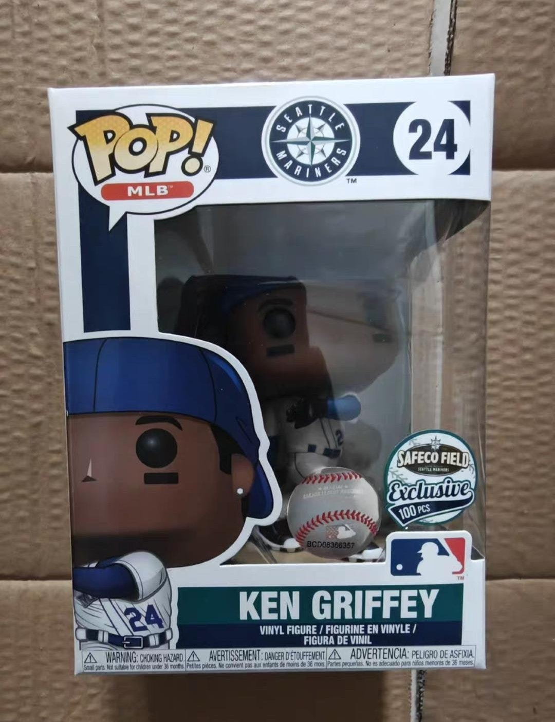 Rare Pop! MLB Seattle Mariners Ken Griffey Jr. Rookie Error Box collectible in original packaging, featuring artwork of the baseball card.