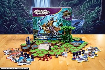 Heroscape Battle for The Wellspring Battle Box by Renegade Game Studios showing miniatures, terrain, and Wellspring Water Tiles for 2 players.