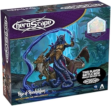 Heroscape Battle for The Wellspring Battle Box by Renegade Game Studios, includes 6 miniatures, terrain, and exclusive water tiles.