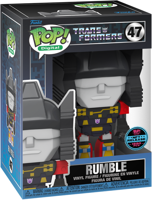 Colorful Rumble vinyl art toy by Ralphie's Funhouse, featuring bold design and playful character details.