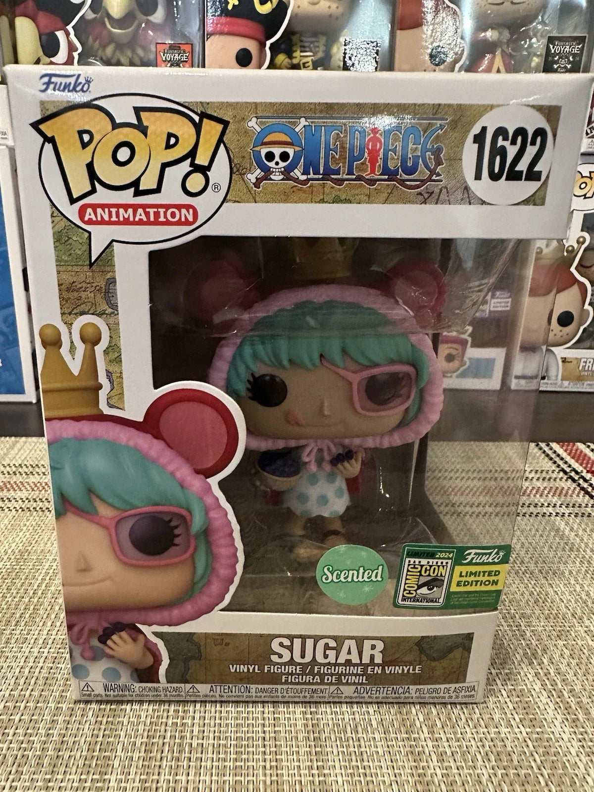 Pop! Animation One Piece Sugar Scented figure, SDCC 2024 Convention Exclusive, from Ralphie's Funhouse, featuring detailed design.
