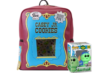 Heimlich Bugs Life backpack and Diamond Summer Exclusive Pop! figure in the SDCC bundle by Ralphie's Funhouse.