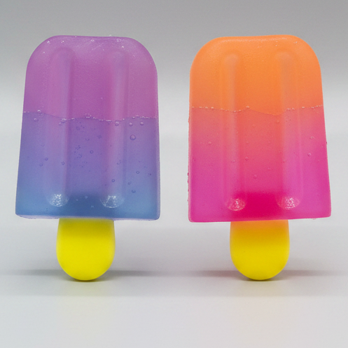Set of two Ralphie's Funhouse gelatin ice cream popsicles, colorful and squishy, ideal for kids' play and sensory fun.