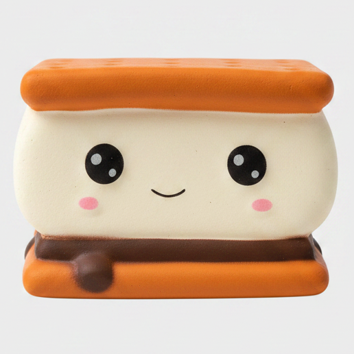 Soft Smilin' S'more squishy toy from Ralphie's Funhouse with slow-foam squish and marshmallow and chocolate details.