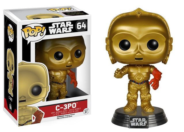 Star Wars Episode 7 Pop! C-3PO collectible figure from Ralphie's Funhouse, featuring C-3PO in detailed gold finish.