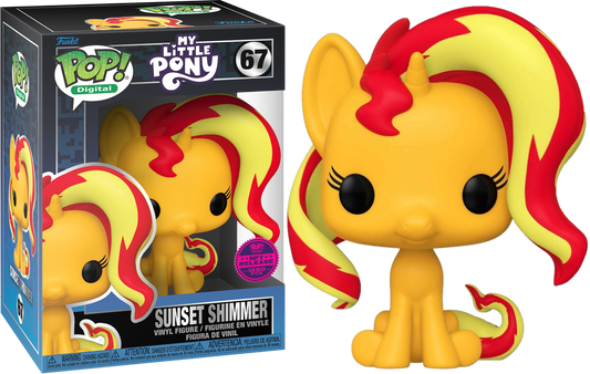 Colorful Sunset Shimmer art toy by Ralphie's Funhouse featuring vibrant character design and detailed craftsmanship.