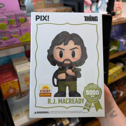 Thrilljoy exclusive The Thing R.J. MacReady LE5000 PIX vinyl figure with 1 in 6 chance at chase, detailed collectible toy.