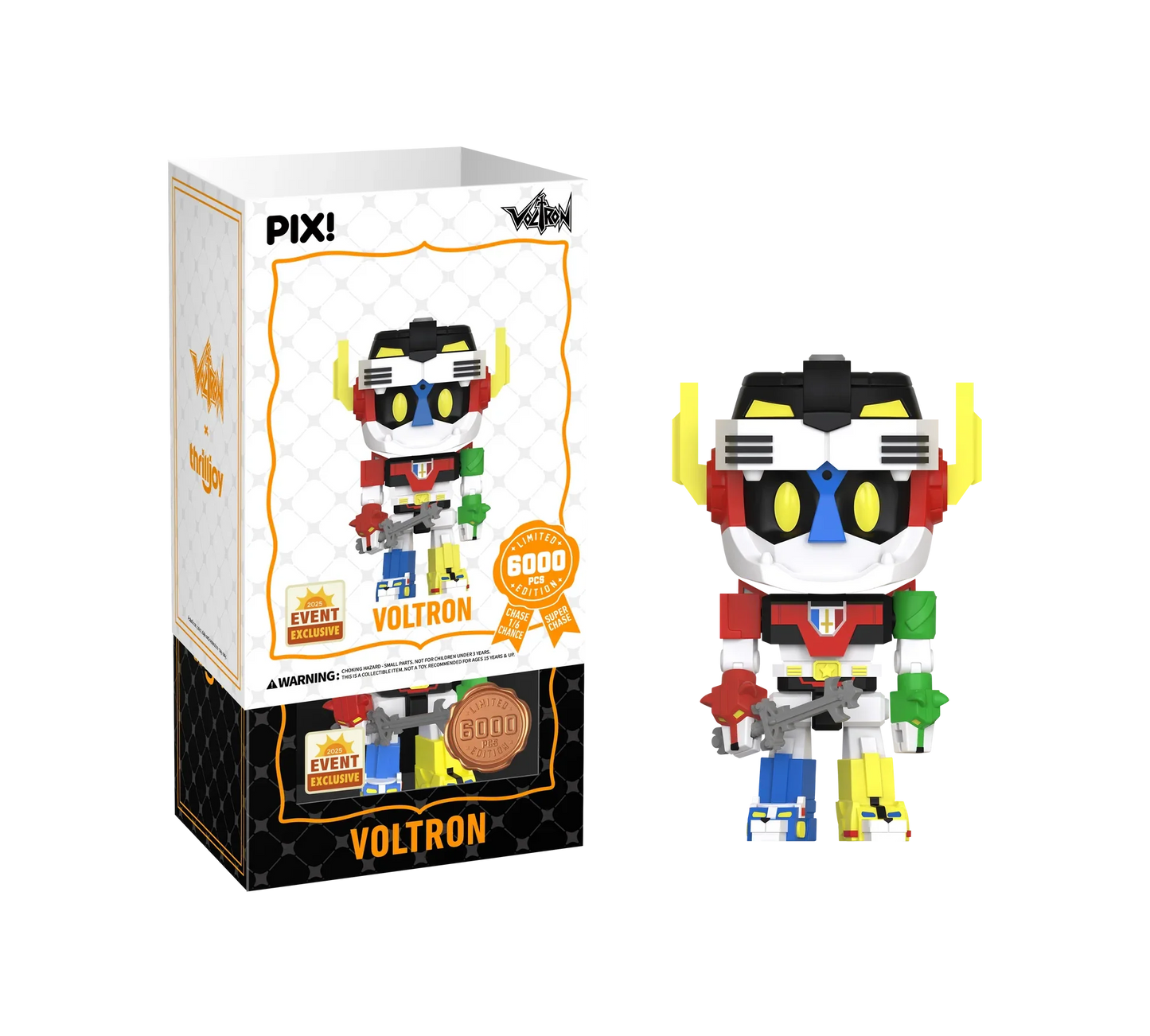 Thrilljoy exclusive Voltron Defender of the Universe PIX vinyl figure, detailed design, with a chance to find the rare chase version.