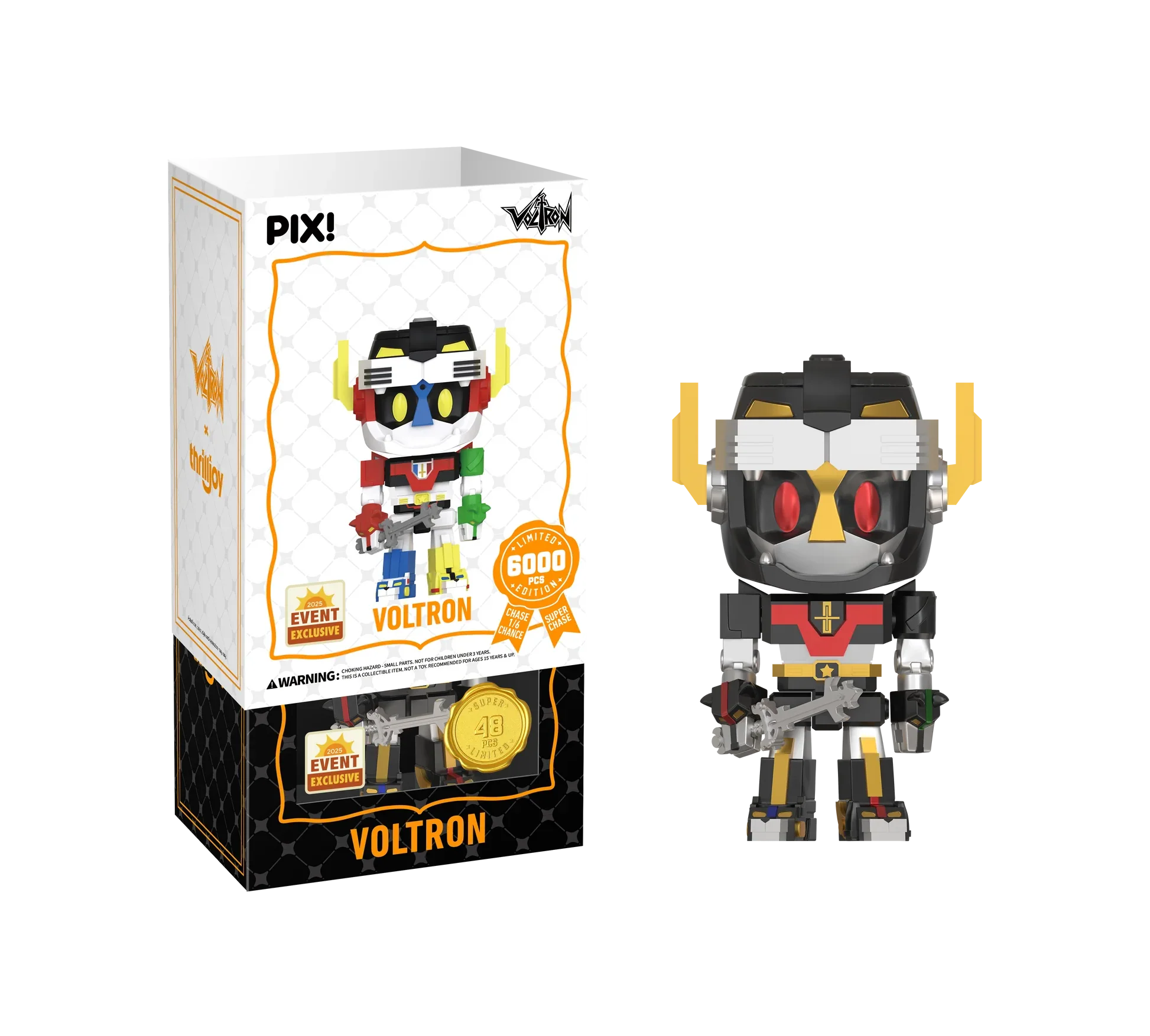 Ralphie's Funhouse exclusive Voltron Defender of the Universe PIX vinyl figure, detailed design, with a rare chase variant.