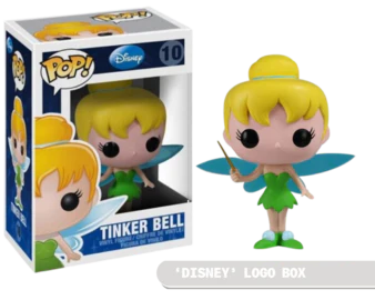 Tinker Bell plush toy with blue Disney logo, 2011 release by Ralphie's Funhouse, featuring Tinker Bell in a classic pose.