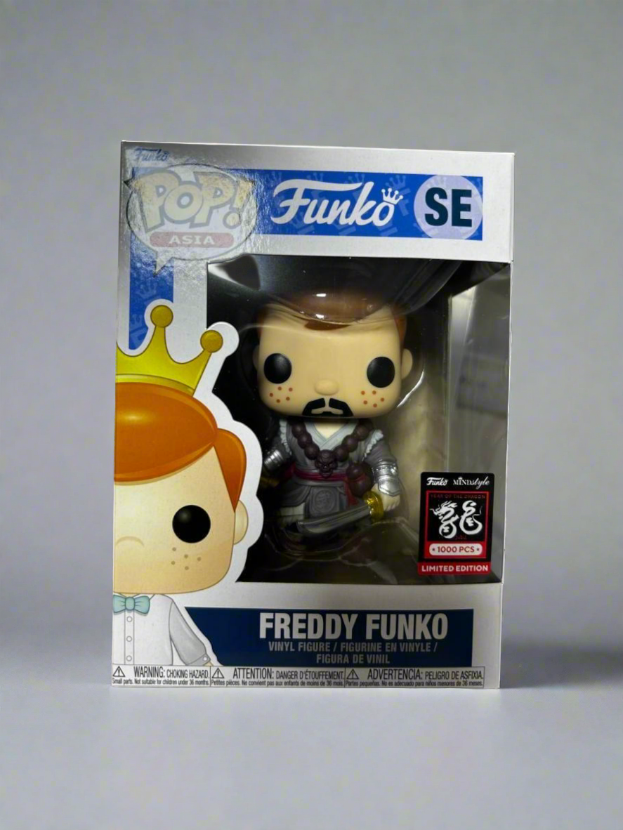 Unreleased Pop! Asia Freddy Funko as Wu Song figure with Pop Armor, featuring detailed Chinese story-inspired design by Ralphie's Funhouse.