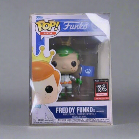 Unreleased Pop! Asia Freddy Funko as The Commander figure with Pop Armor from Ralphie's Funhouse, featuring detailed costume and accessories.
