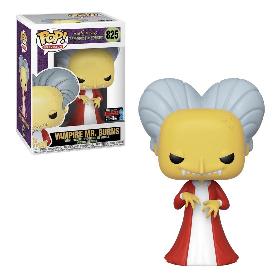 Vampire Mr. Burns collectible figure by Ralphie's Funhouse, featuring him in vampire costume for fall convention display.