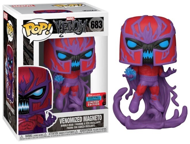 Venomized Magneto action figure from Ralphie's Funhouse, featuring detailed design with venom symbiote details and Magneto costume.