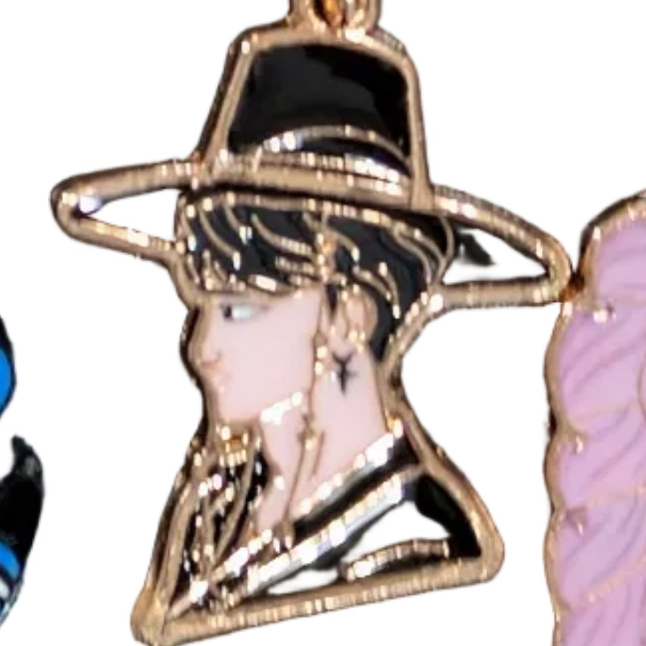 K-POP Demon Hunters enamel pendant necklace featuring character icon design, Ralphie's Funhouse jewelry accessory.